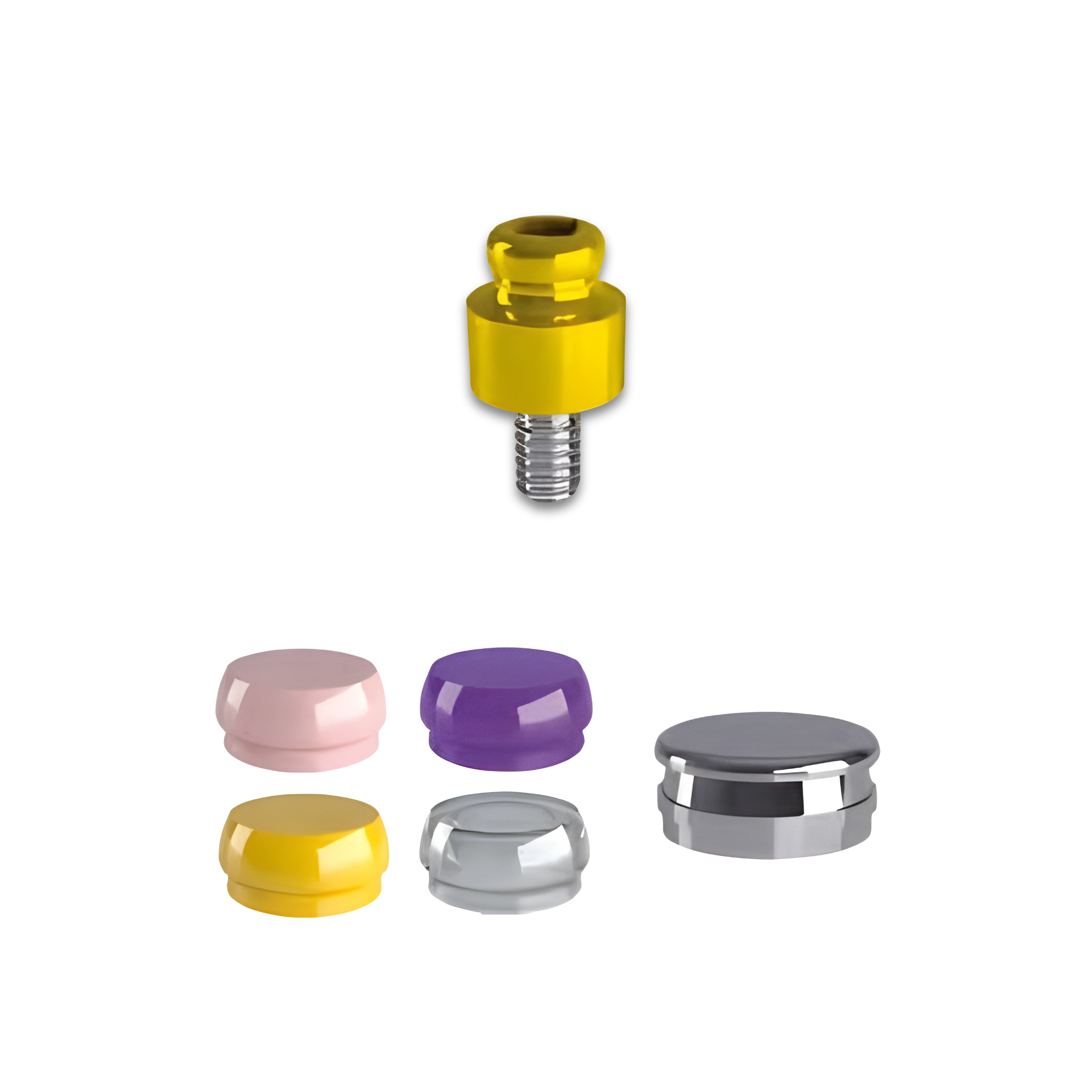 Equator-Abutment-Set für Overdenture - Titan Gr. 5 PVD TiN - Schmales Gingivaprofil